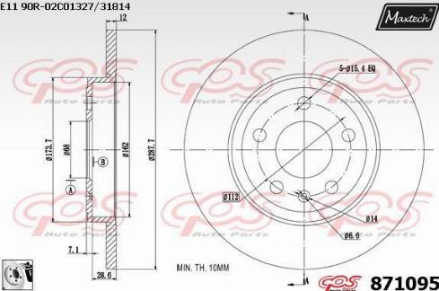 Maxtech 871095.0080 - Тормозной диск autospares.lv