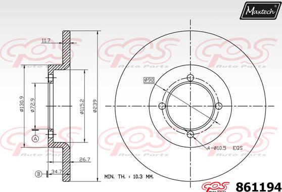 Maxtech 871095 - Тормозной диск autospares.lv