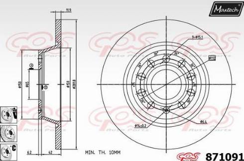 Maxtech 871091.6980 - Тормозной диск autospares.lv