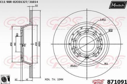 Maxtech 871091.0060 - Тормозной диск autospares.lv