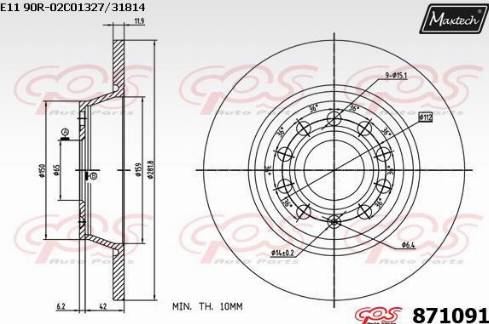 Maxtech 871091.0000 - Тормозной диск autospares.lv