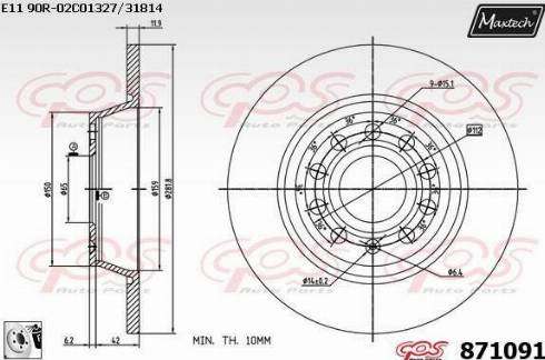 Maxtech 871091.0080 - Тормозной диск autospares.lv