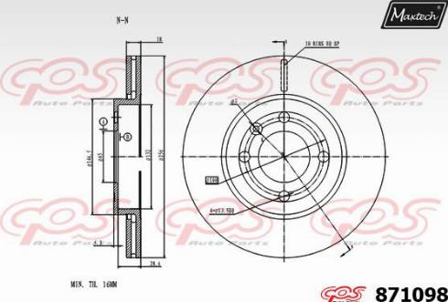 Maxtech 871098.0000 - Тормозной диск autospares.lv