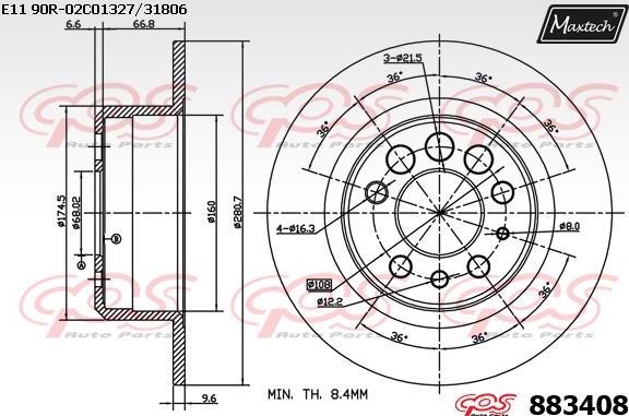 Maxtech 871098 - Тормозной диск autospares.lv