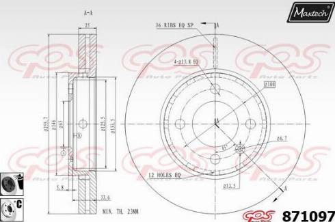 Maxtech 871097.6060 - Тормозной диск autospares.lv