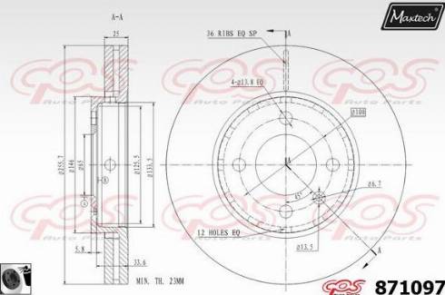 Maxtech 871097.0060 - Тормозной диск autospares.lv