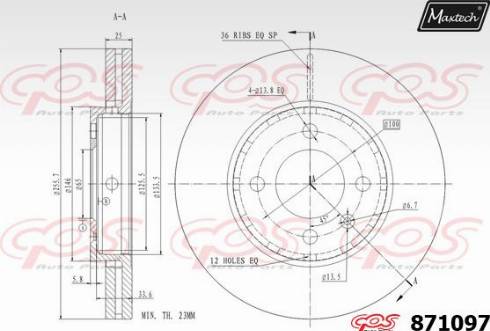 Maxtech 871097.0000 - Тормозной диск autospares.lv