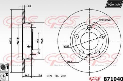 Maxtech 871040.6060 - Тормозной диск autospares.lv