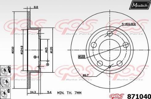 Maxtech 871040.6880 - Тормозной диск autospares.lv