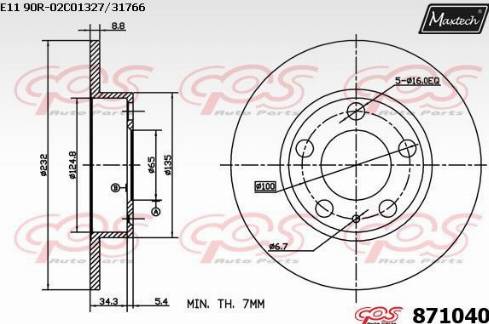 Maxtech 871040.0000 - Тормозной диск autospares.lv