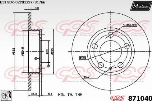 Maxtech 871040.0080 - Тормозной диск autospares.lv