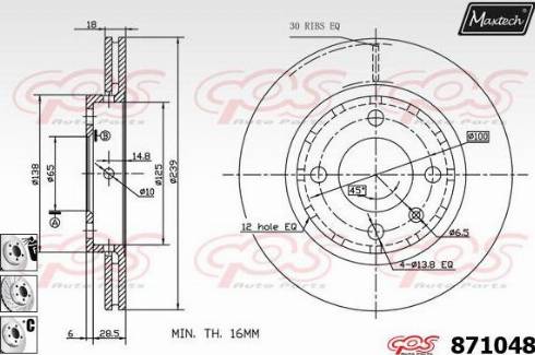 Maxtech 871048.6980 - Тормозной диск autospares.lv