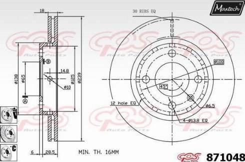 Maxtech 871048.6880 - Тормозной диск autospares.lv