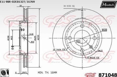 Maxtech 871048.0060 - Тормозной диск autospares.lv