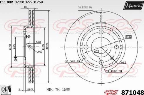 Maxtech 871048.0080 - Тормозной диск autospares.lv