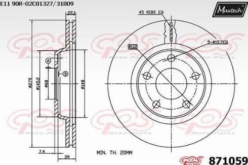 Maxtech 871059.0000 - Тормозной диск autospares.lv