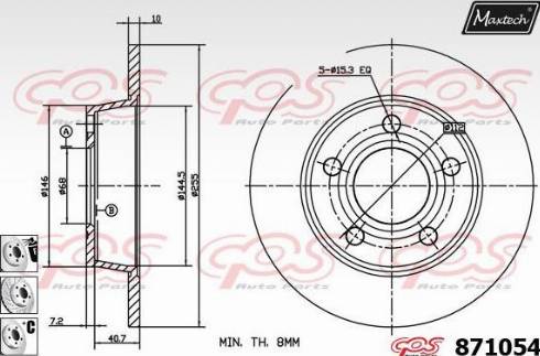 Maxtech 871054.6980 - Тормозной диск autospares.lv