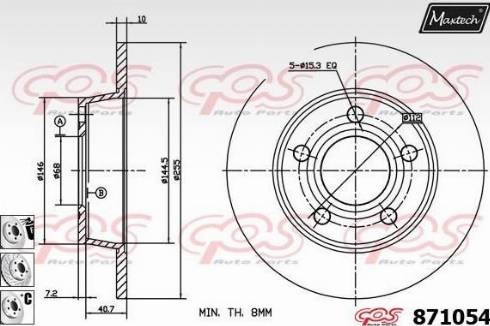 Maxtech 871054.6880 - Тормозной диск autospares.lv