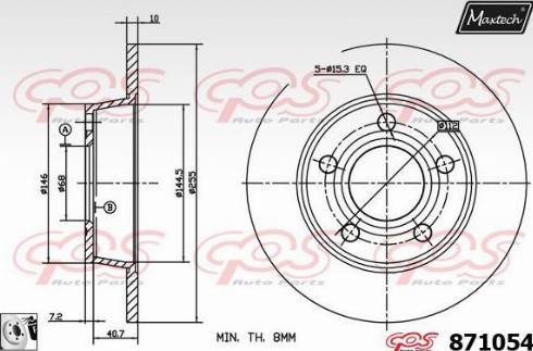 Maxtech 871054.0080 - Тормозной диск autospares.lv