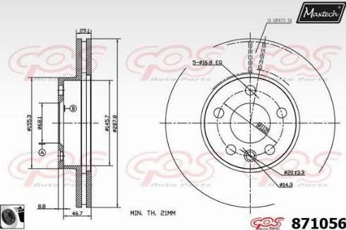 Maxtech 871056.0060 - Тормозной диск autospares.lv