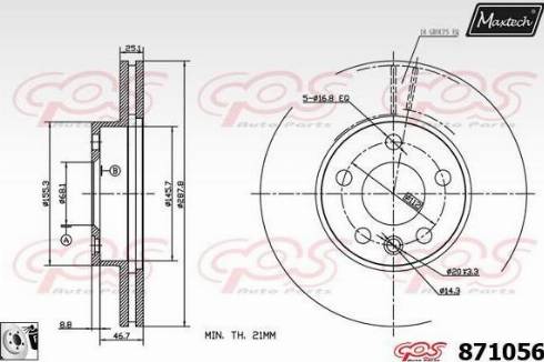 Maxtech 871056.0080 - Тормозной диск autospares.lv