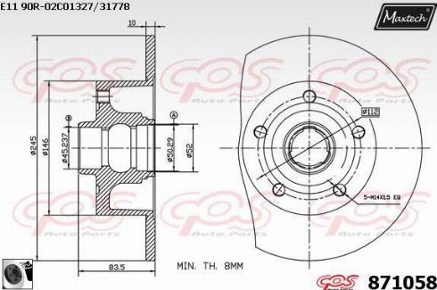 Maxtech 871058.0060 - Тормозной диск autospares.lv