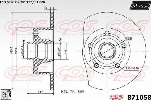 Maxtech 871058.0080 - Тормозной диск autospares.lv