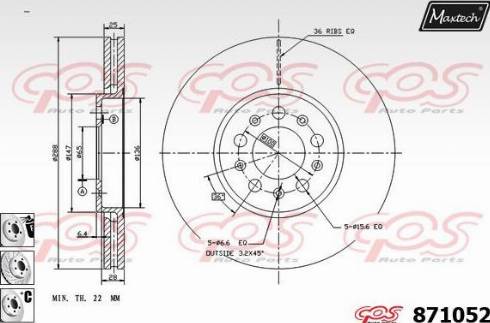 Maxtech 871052.6980 - Тормозной диск autospares.lv