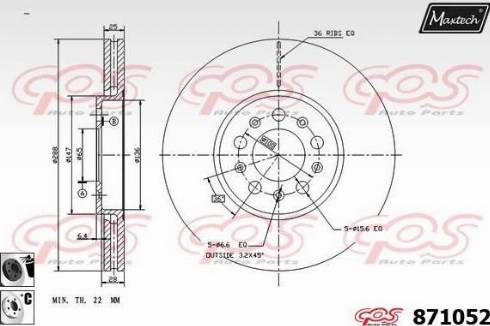 Maxtech 871052.6060 - Тормозной диск autospares.lv