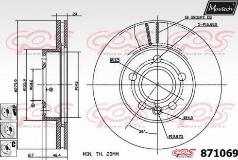 Maxtech 871069.6980 - Тормозной диск autospares.lv