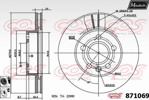 Maxtech 871069.6060 - Тормозной диск autospares.lv