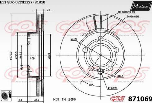 Maxtech 871069.0060 - Тормозной диск autospares.lv