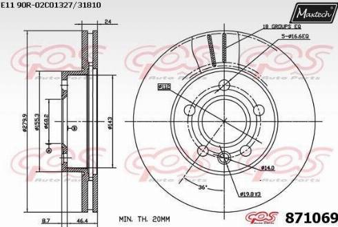 Maxtech 871069.0000 - Тормозной диск autospares.lv