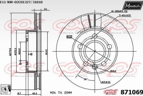 Maxtech 871069.0080 - Тормозной диск autospares.lv