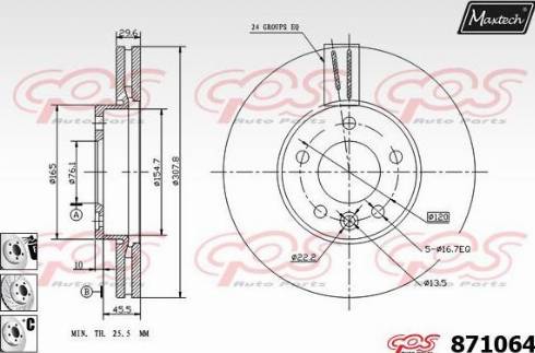 Maxtech 871064.6980 - Тормозной диск autospares.lv