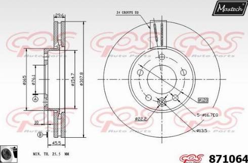 Maxtech 871064.0060 - Тормозной диск autospares.lv