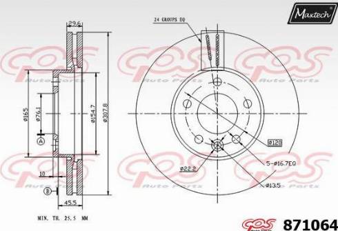 Maxtech 871064.0000 - Тормозной диск autospares.lv