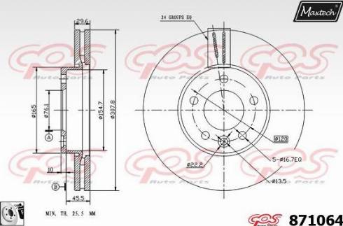 Maxtech 871064.0080 - Тормозной диск autospares.lv