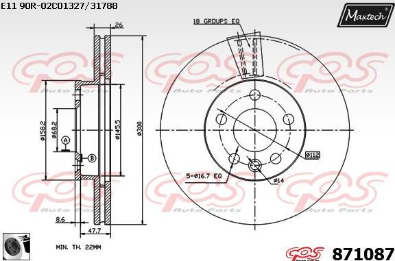 Maxtech 871064 - Тормозной диск autospares.lv