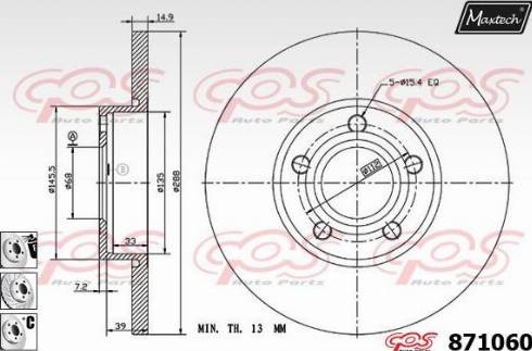 Maxtech 871060.6980 - Тормозной диск autospares.lv