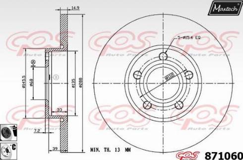 Maxtech 871060.6060 - Тормозной диск autospares.lv