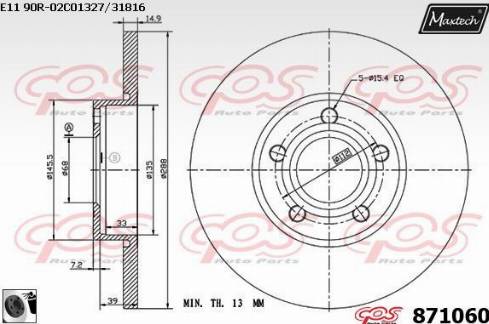 Maxtech 871060.0060 - Тормозной диск autospares.lv