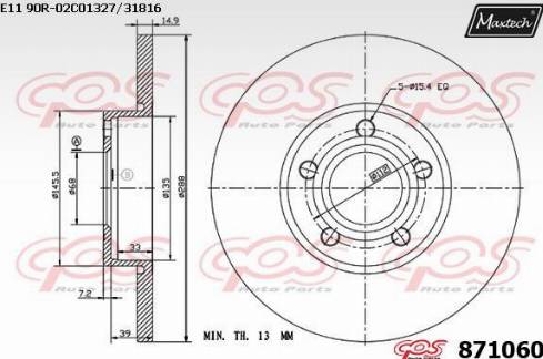 Maxtech 871060.0000 - Тормозной диск autospares.lv