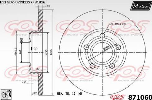 Maxtech 871060.0080 - Тормозной диск autospares.lv