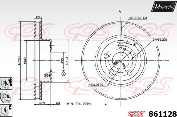 Maxtech 871061 - Тормозной диск autospares.lv