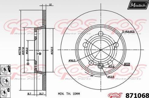 Maxtech 871068.6980 - Тормозной диск autospares.lv