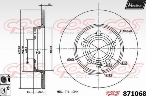 Maxtech 871068.6060 - Тормозной диск autospares.lv