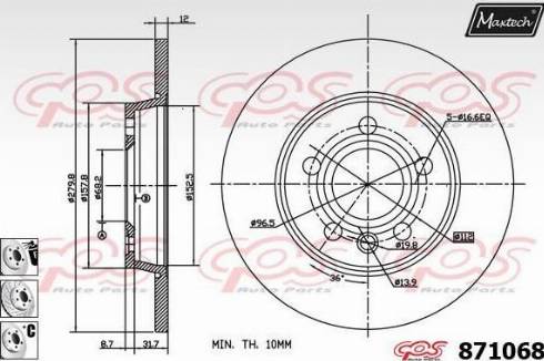 Maxtech 871068.6880 - Тормозной диск autospares.lv