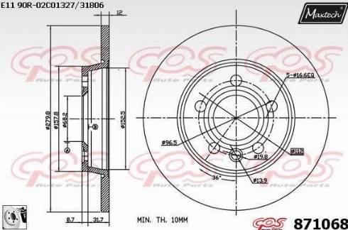 Maxtech 871068.0080 - Тормозной диск autospares.lv