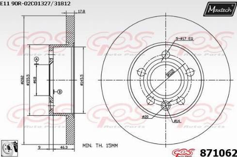 Maxtech 871062.0080 - Тормозной диск autospares.lv